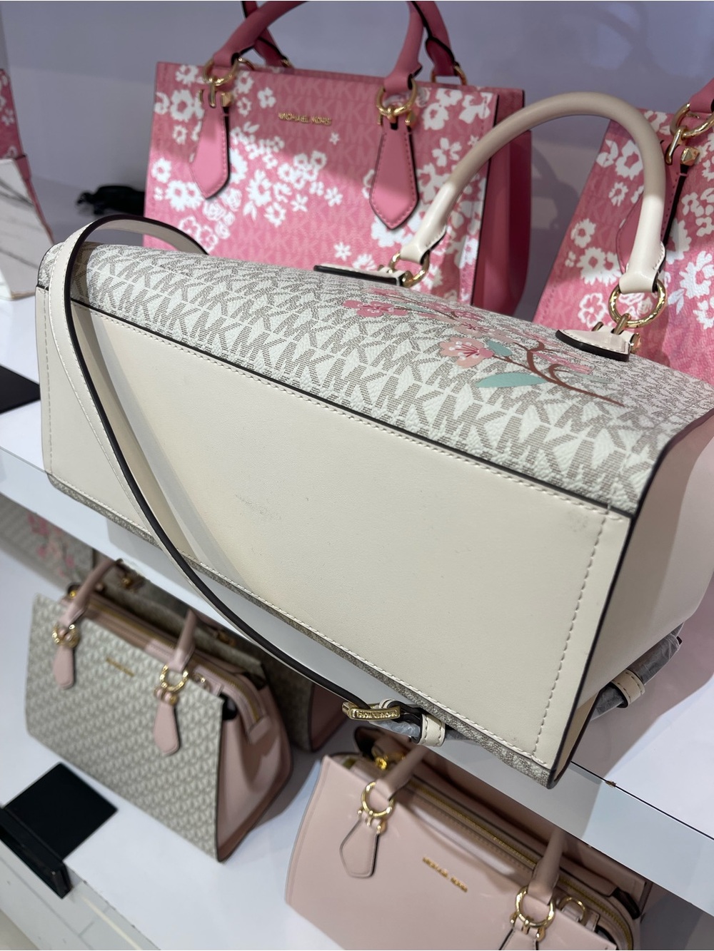 MICHAEL KORS Marilyn Md Embellished Signature Logo Satchel
Lt Cream Multi 
NWT - Picture 9 of 16